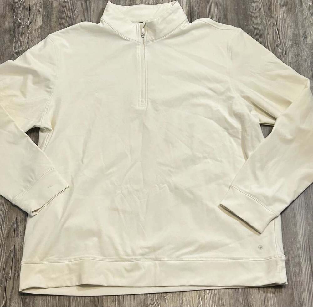 MAELREG Men's Off-White Performance Quarter-Zip Pullover
